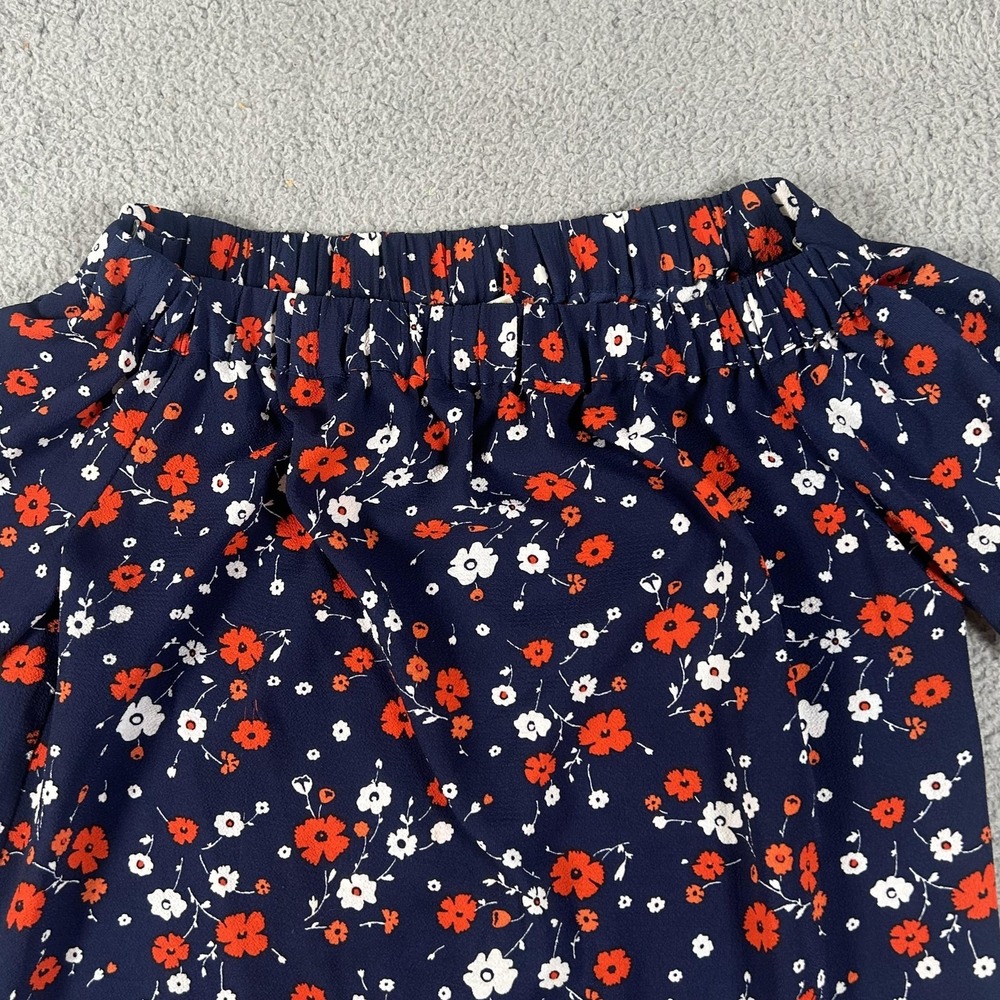 MICHAEL Michael Kors Blouse Womens Medium Navy Floral Off Shoulder 3/4 Sleeve - Picture 5 of 16